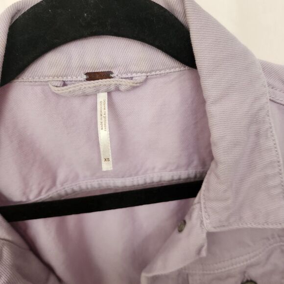 Free People Rumors Denim Jacket  size XS Boxy Lavender Purple Pastel Y2K Boho - Picture 3 of 11